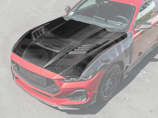 2024-UP FORD MUSTANG | SUPER SNAKE STYLE FRONT VENTED HOOD